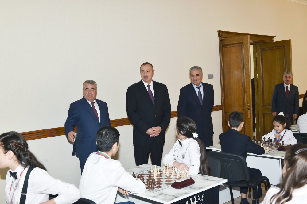 Ilham Aliyev attends opening of chess school in Goychay (PHOTO)