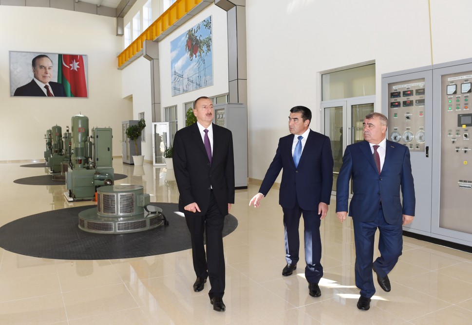 Azerbaijani president attends opening of Goychay hydroelectric power station