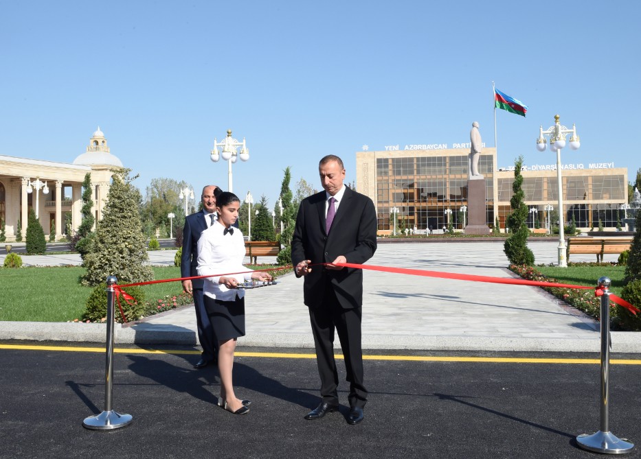 Azerbaijani president attends opening of Ujar Youth Center