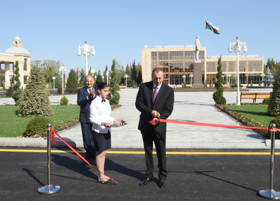 Azerbaijani president attends opening of Ujar Youth Center