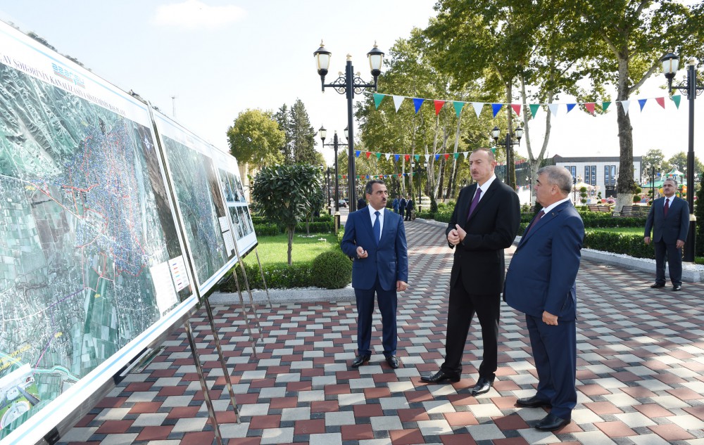 President Aliyev attends ceremony to pump drinking water to Goychay city (PHOTO)