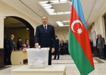 Azerbaijani president, his spouse vote at parliamentary election