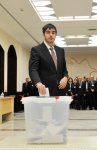 Azerbaijani president, his spouse vote at parliamentary election