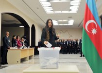 Azerbaijani president, his spouse vote at parliamentary election