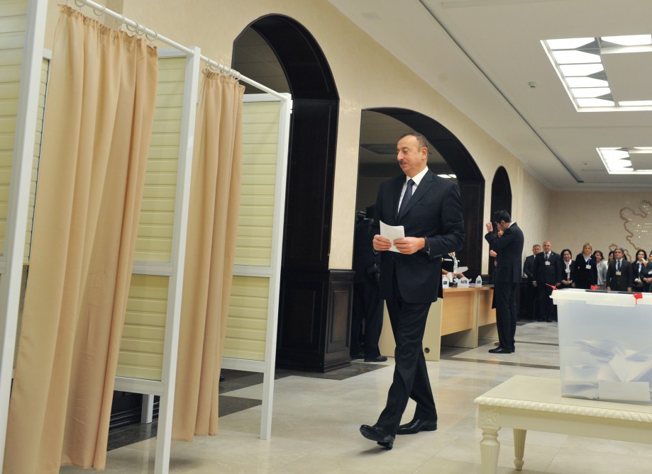 Azerbaijani president, his spouse vote at parliamentary election