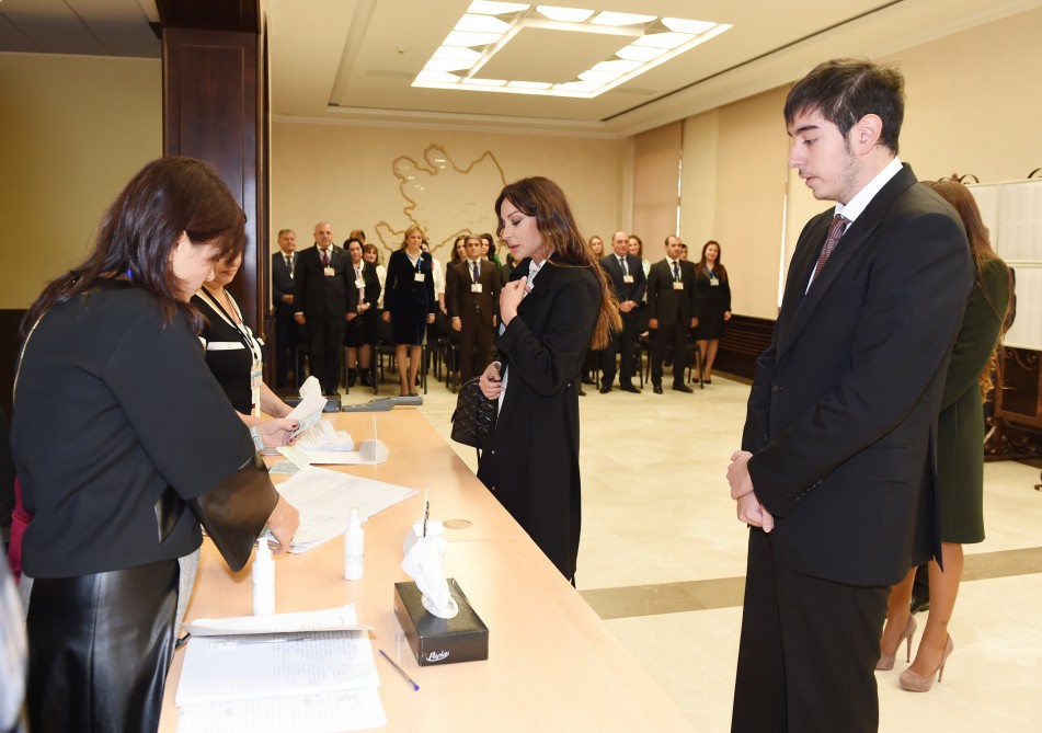 Azerbaijani president, his spouse vote at parliamentary election