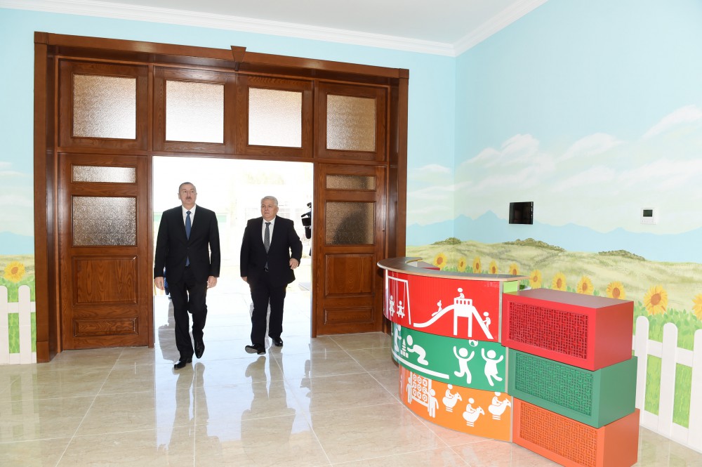 Azerbaijani president attends opening of 160-seat orphanage kindergarten in Shaki