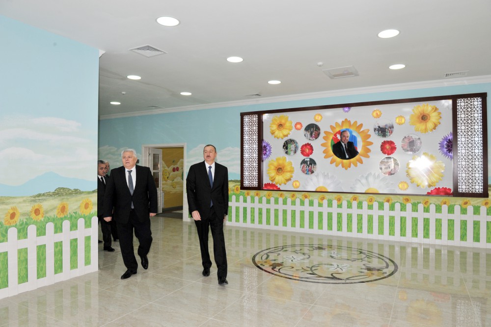 Azerbaijani president attends opening of 160-seat orphanage kindergarten in Shaki