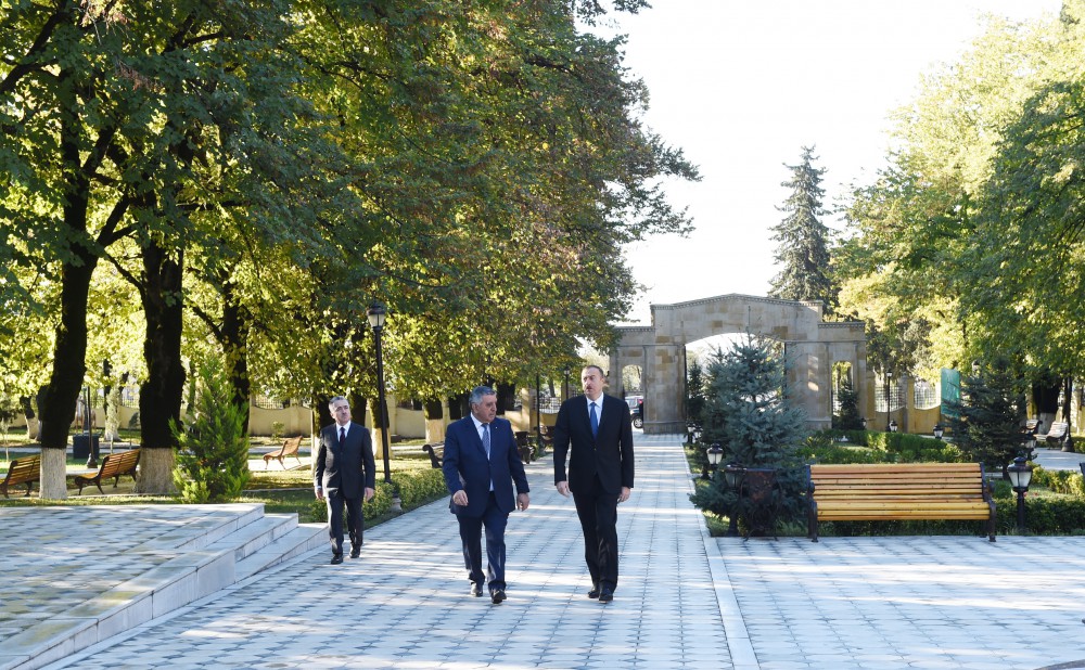 President Aliyev arrives in Zagatala district