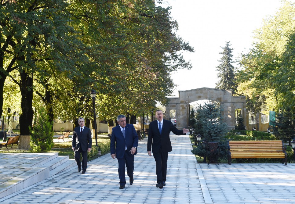 President Aliyev arrives in Zagatala district