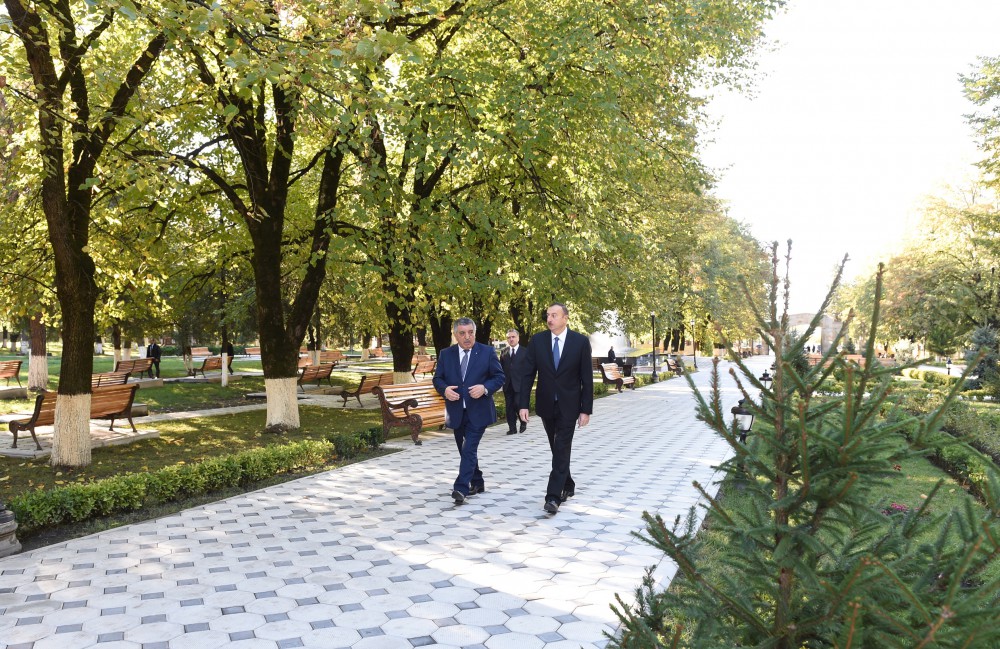 President Aliyev arrives in Zagatala district