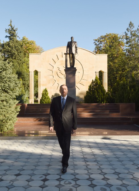 President Aliyev arrives in Zagatala district