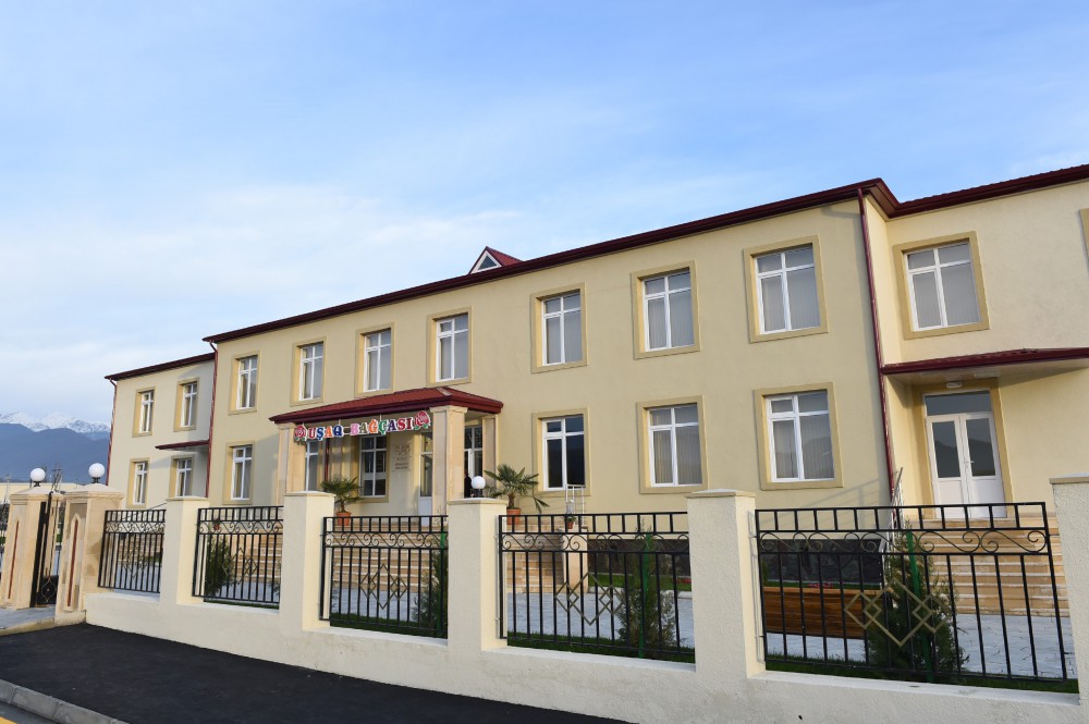 Ilham Aliyev attends opening of kindergarten in Zagatala