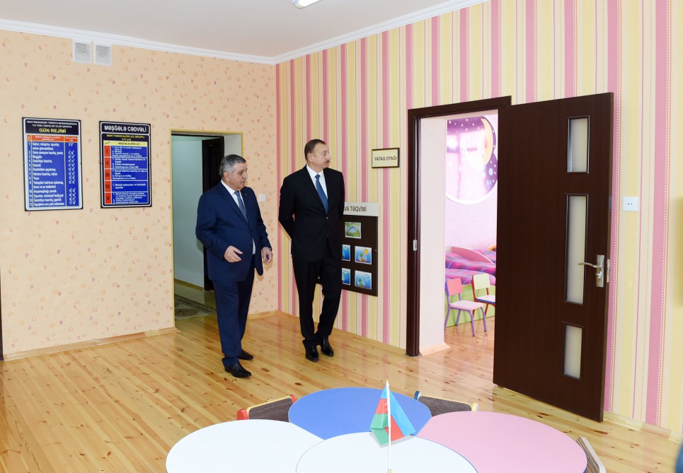 Ilham Aliyev attends opening of kindergarten in Zagatala