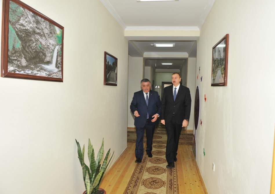 Ilham Aliyev attends opening of kindergarten in Zagatala