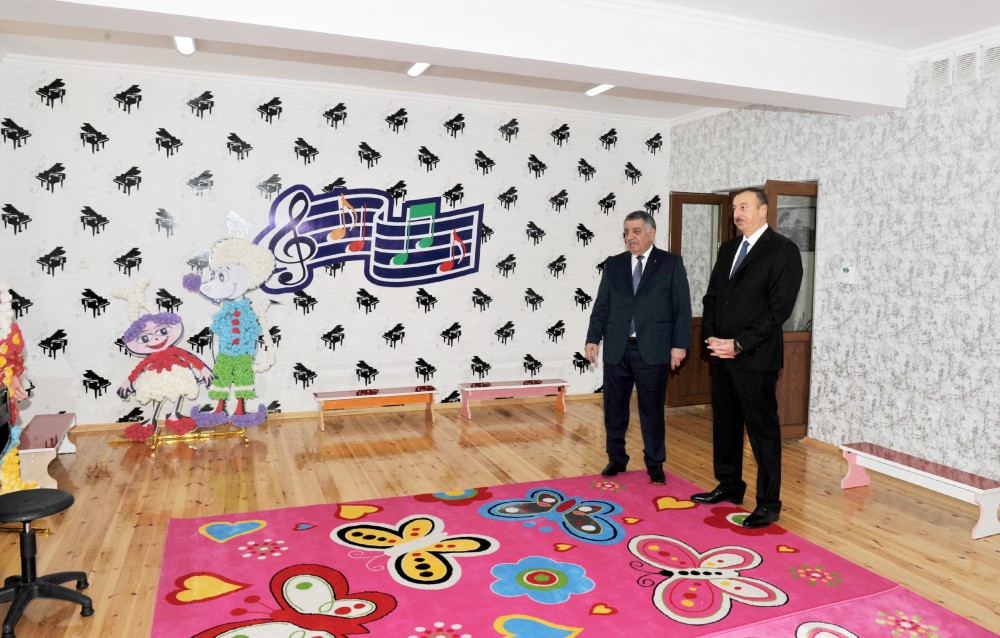 Ilham Aliyev attends opening of kindergarten in Zagatala