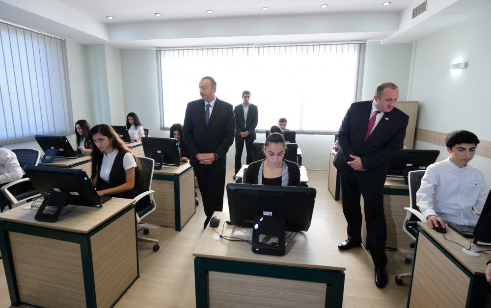 Azerbaijani, Georgian presidents visit "Tea house" training center in Marneuli