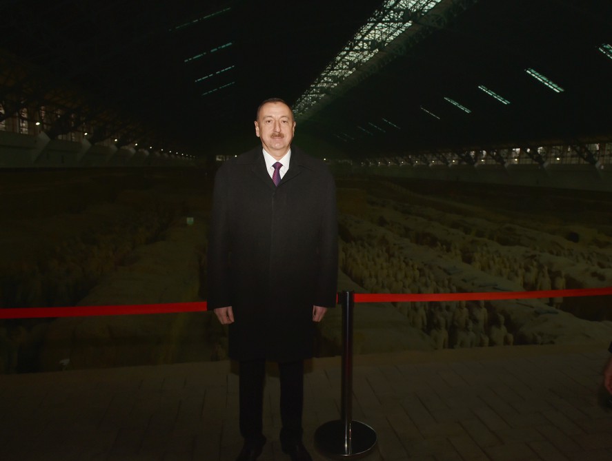 President Ilham Aliyev views Terracotta Army Museum in China