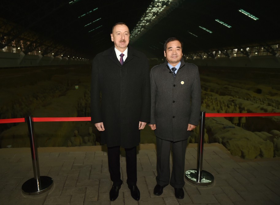 President Ilham Aliyev views Terracotta Army Museum in China