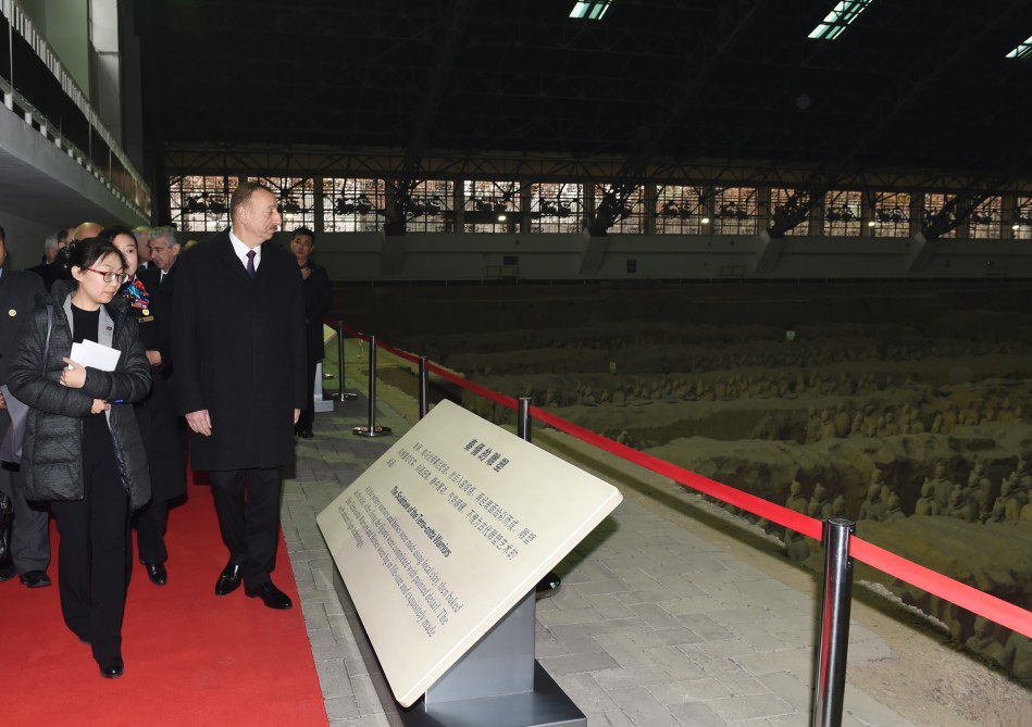 President Ilham Aliyev views Terracotta Army Museum in China