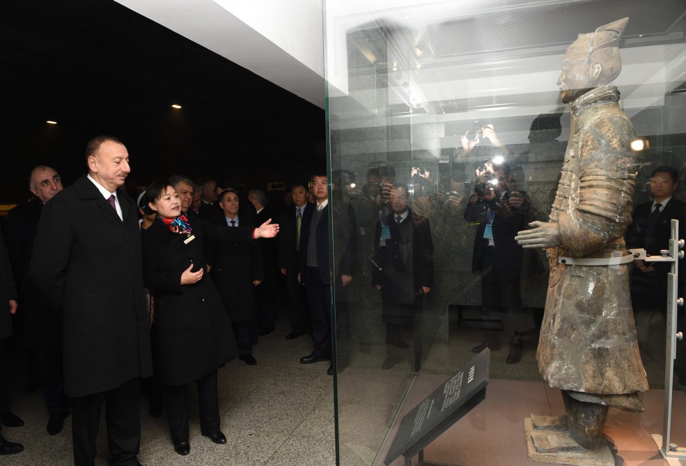 President Ilham Aliyev views Terracotta Army Museum in China