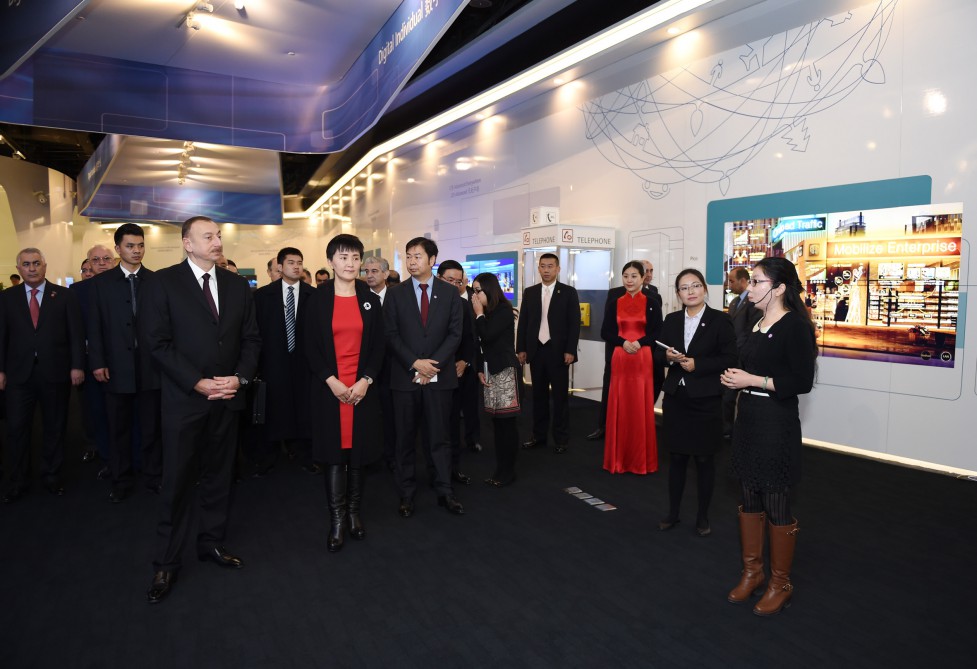 President Aliyev visits exhibition centre of Huawei in Beijing