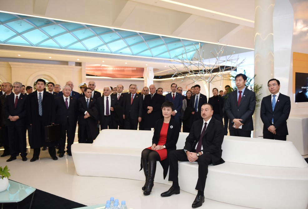 President Aliyev visits exhibition centre of Huawei in Beijing