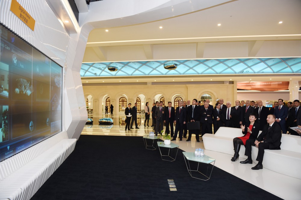 President Aliyev visits exhibition centre of Huawei in Beijing
