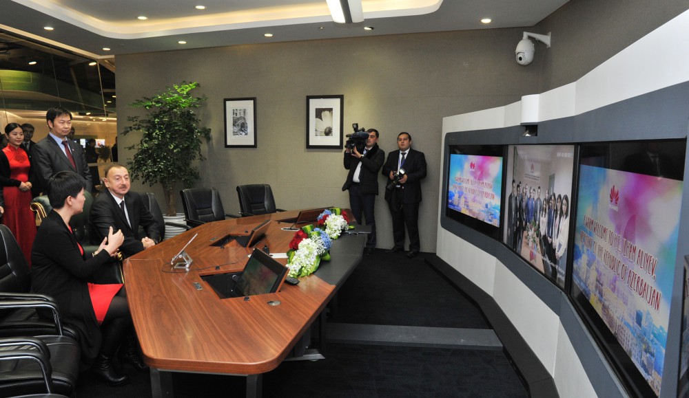 President Aliyev visits exhibition centre of Huawei in Beijing