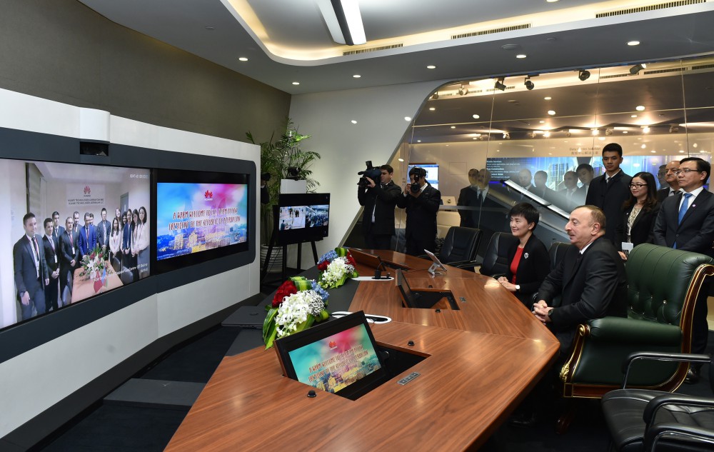 President Aliyev visits exhibition centre of Huawei in Beijing