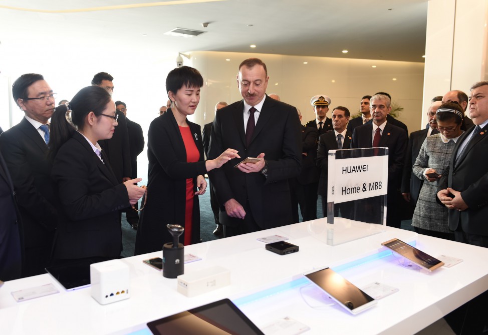 President Aliyev visits exhibition centre of Huawei in Beijing