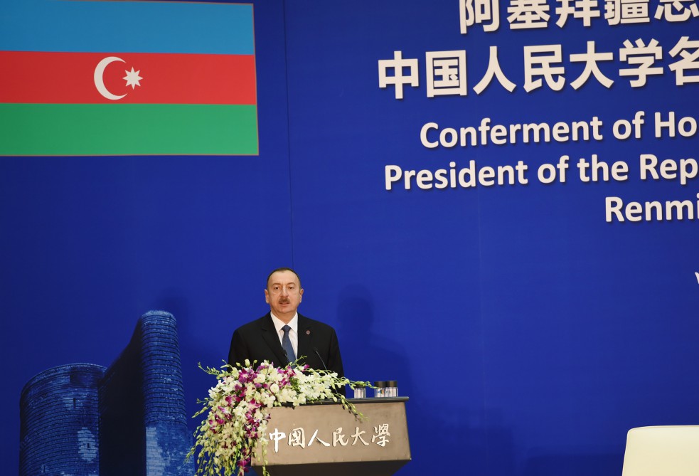 Azerbaijani president honored in Renmin University of China