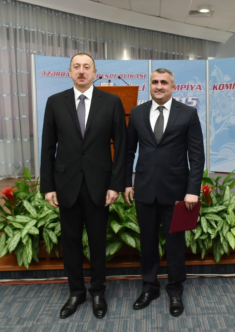 President Aliyev, his spouse attend ceremony dedicated to 2015 sport results