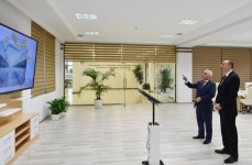 Azerbaijani president attends opening of several electrical substations in Khazar district