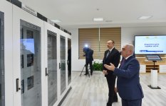 Azerbaijani president attends opening of several electrical substations in Khazar district