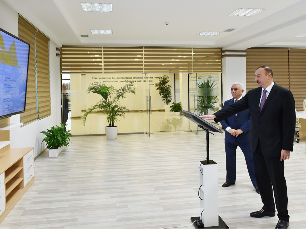 Azerbaijani president attends opening of several electrical substations in Khazar district