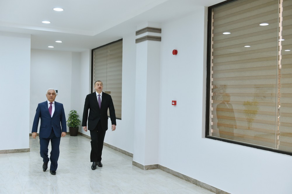 Azerbaijani president attends opening of several electrical substations in Khazar district