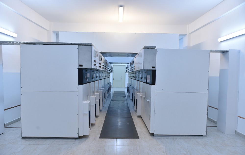 Azerbaijani president attends opening of several electrical substations in Khazar district