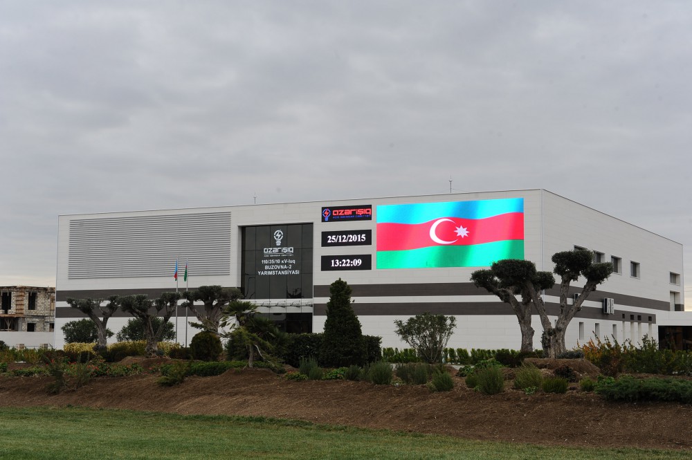 Azerbaijani president attends opening of several electrical substations in Khazar district