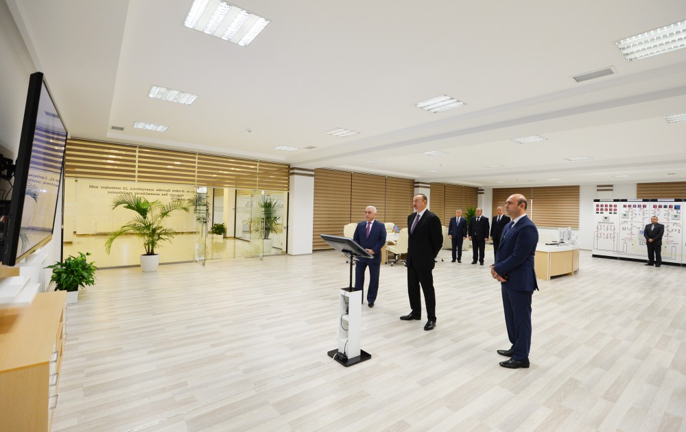 Azerbaijani president attends opening of several electrical substations in Khazar district