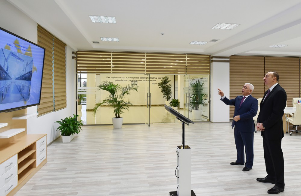 Azerbaijani president attends opening of several electrical substations in Khazar district