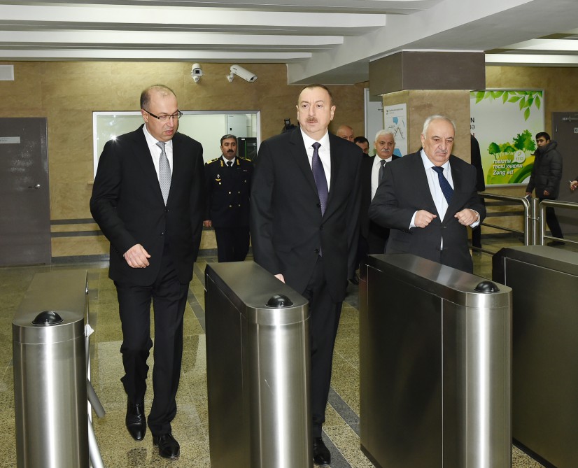President Aliyev attends opening of expanded metro station in Baku