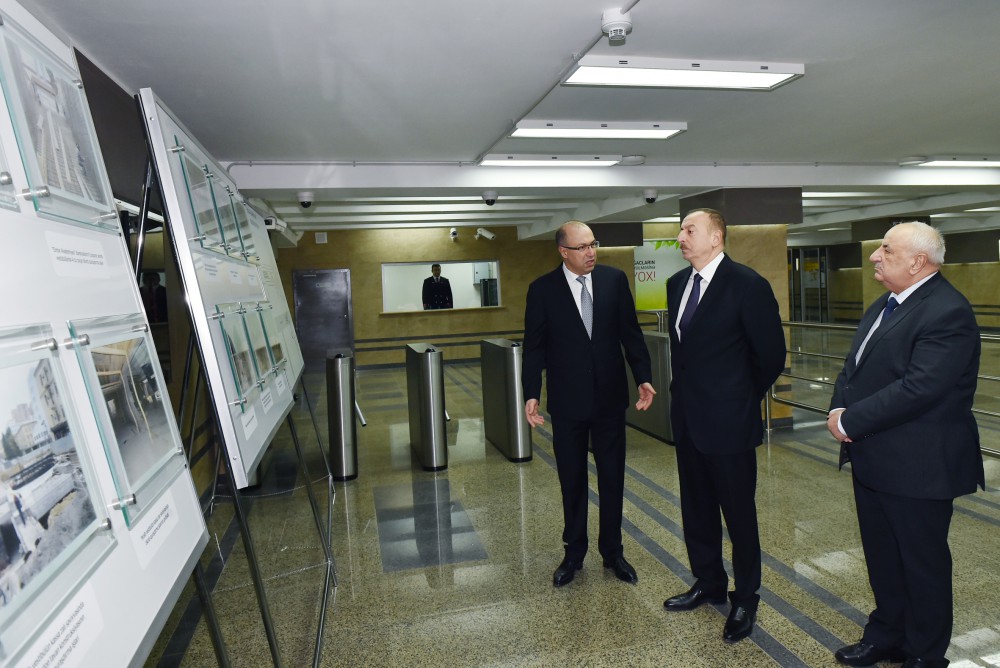 President Aliyev attends opening of expanded metro station in Baku