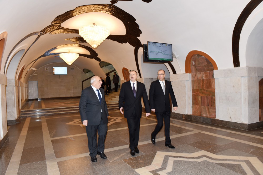 President Aliyev attends opening of expanded metro station in Baku