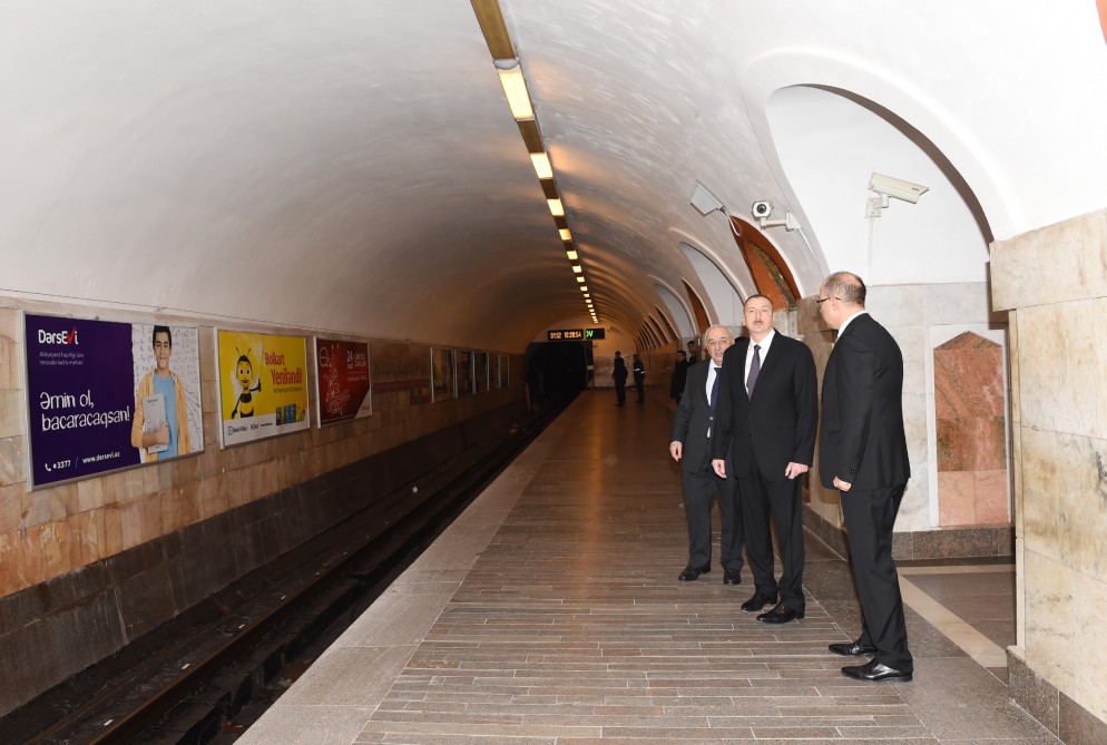 President Aliyev attends opening of expanded metro station in Baku