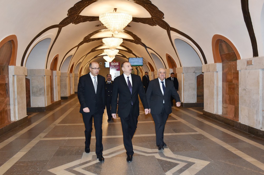 President Aliyev attends opening of expanded metro station in Baku