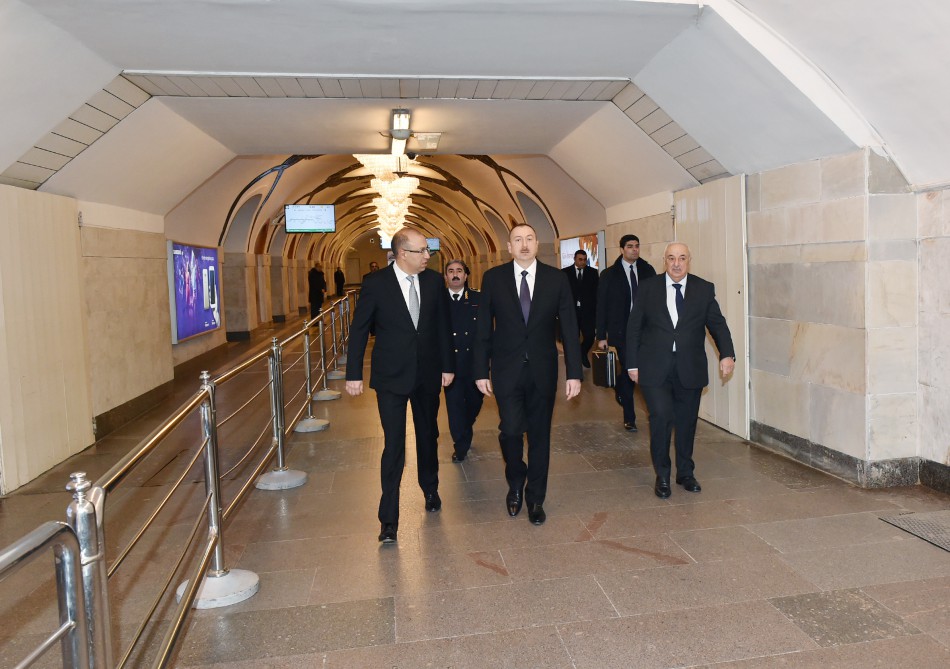 President Aliyev attends opening of expanded metro station in Baku