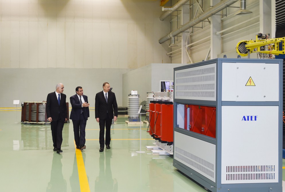 President Aliyev attends opening of large-size transformer plant, lays foundation stone for new enterprise (PHOTO)