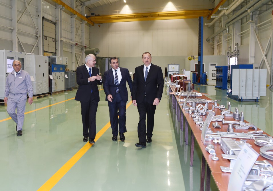 President Aliyev attends opening of large-size transformer plant, lays foundation stone for new enterprise (PHOTO)