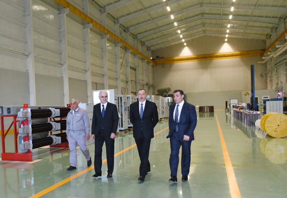 President Aliyev attends opening of large-size transformer plant, lays foundation stone for new enterprise (PHOTO)